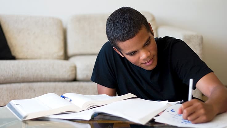 Boy doing homework