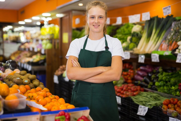 girl at groceries