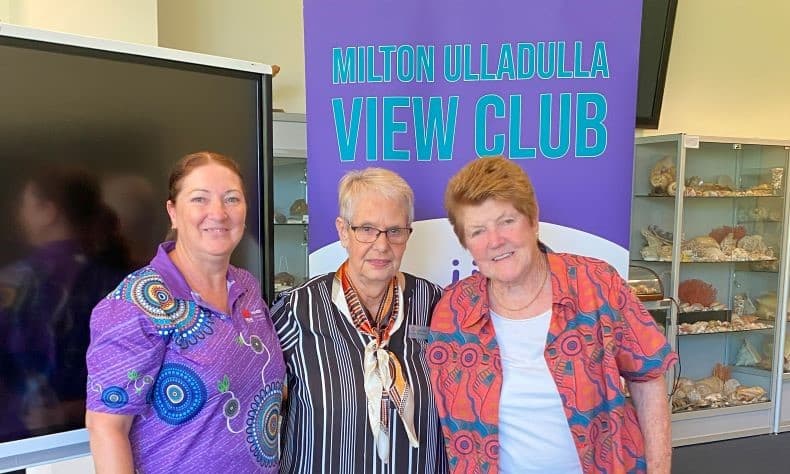 Guest Speakers Linda and Joan with President Denise